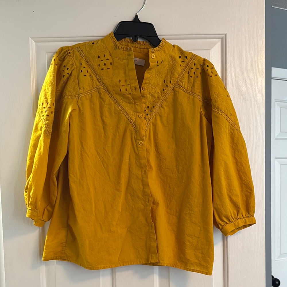 Yellow Eyelet Blouse